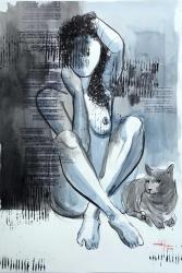 Submissive and Seductive - Woman with Cat II thumb