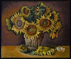 Sunflowers in Wooden Bucket thumb